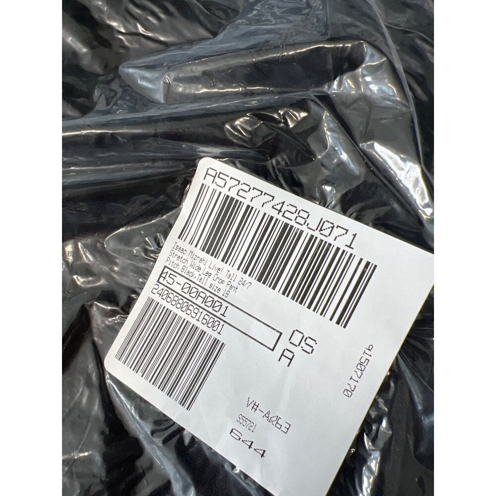 Isaac Mizrahi Live Tall 24/7 Stretch Wide Leg Crop Pant Pitch Women 18 Black NEW - Picture 2 of 7